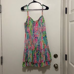 Size 14 Lilly Pulitzer dress with ruffled skirt. Only worn once.